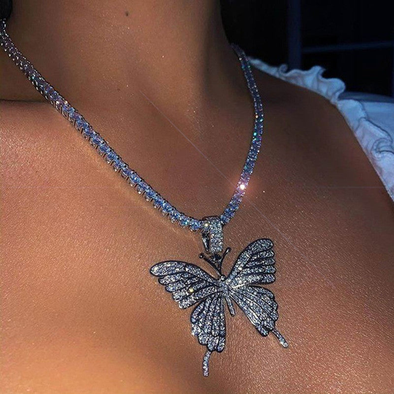 Luxury Statement Butterfly Tennis Chain Necklace Choker For Women