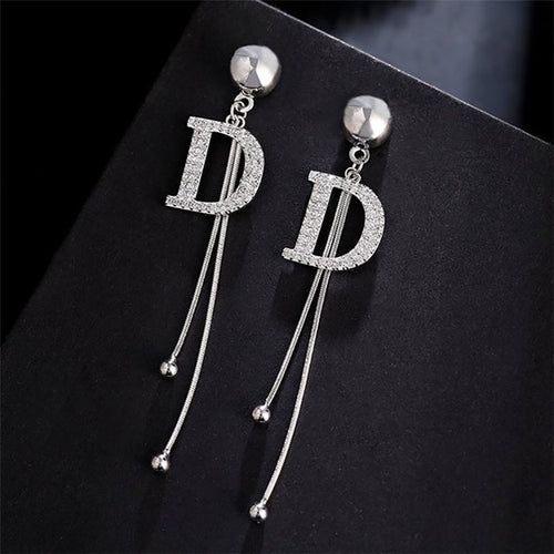 New Luxury Brand Long Tassel Drop Earrings Women Crystal Chain Fashion