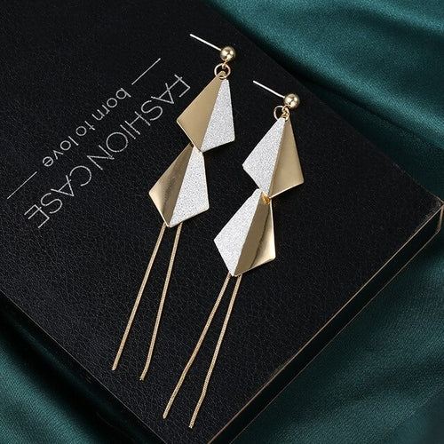 New Luxury Brand Long Tassel Drop Earrings Women Crystal Chain Fashion