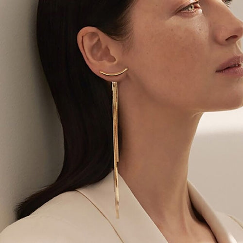 New Luxury Brand Long Tassel Drop Earrings Women Crystal Chain Fashion