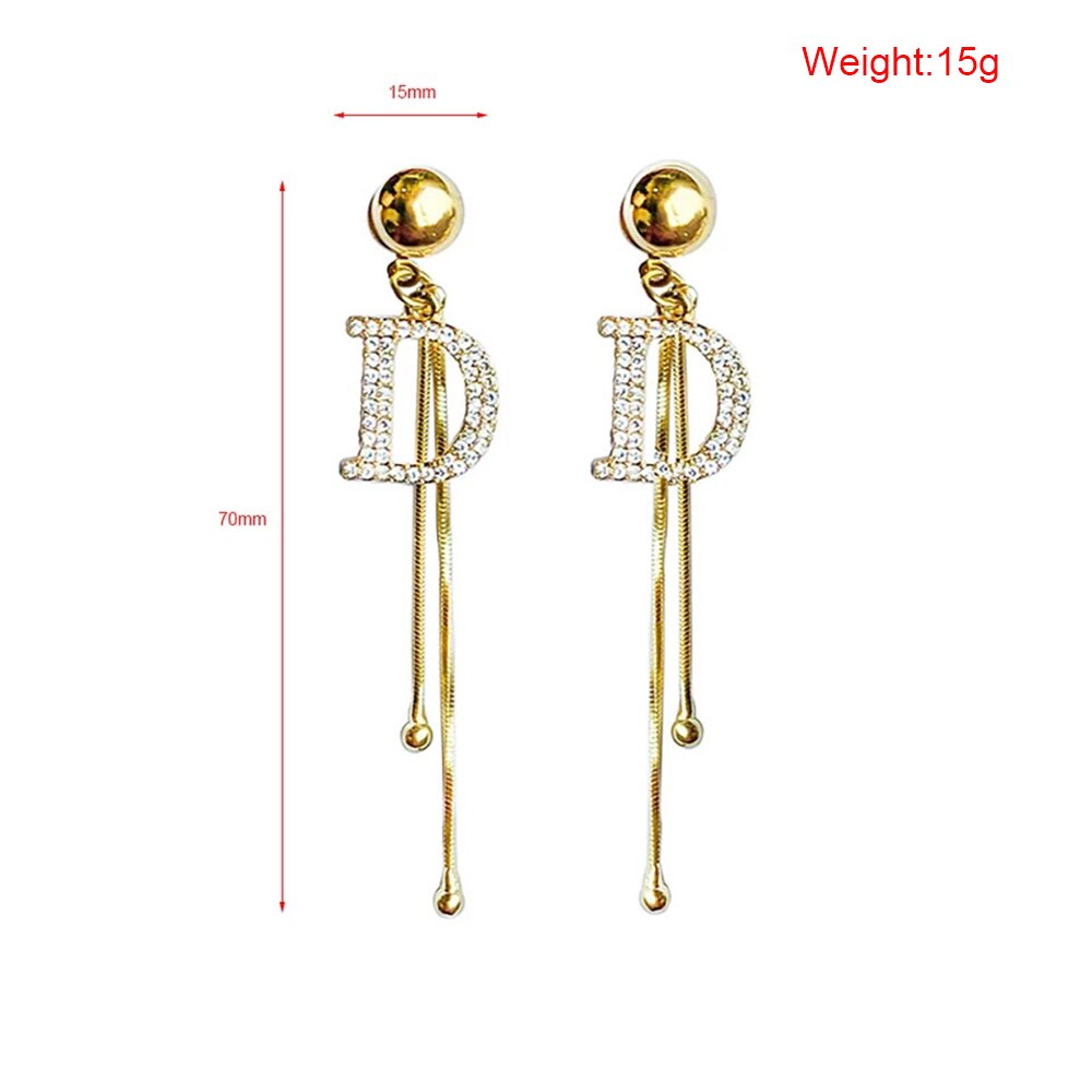 New Luxury Brand Long Tassel Drop Earrings Women Crystal Chain Fashion