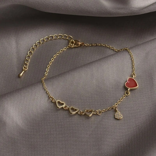 Simple Crystal Lattice Five-pointed Star Heart-shaped Bracelet for