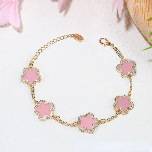 2023 New Luxury Gold Plated Five Flower Charm Bracelet for Women Gift