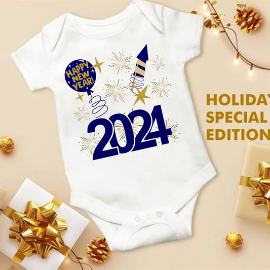 Baby Bodysuit Hello 2024 Inant Romper New Year Baby Gift Toddler Short