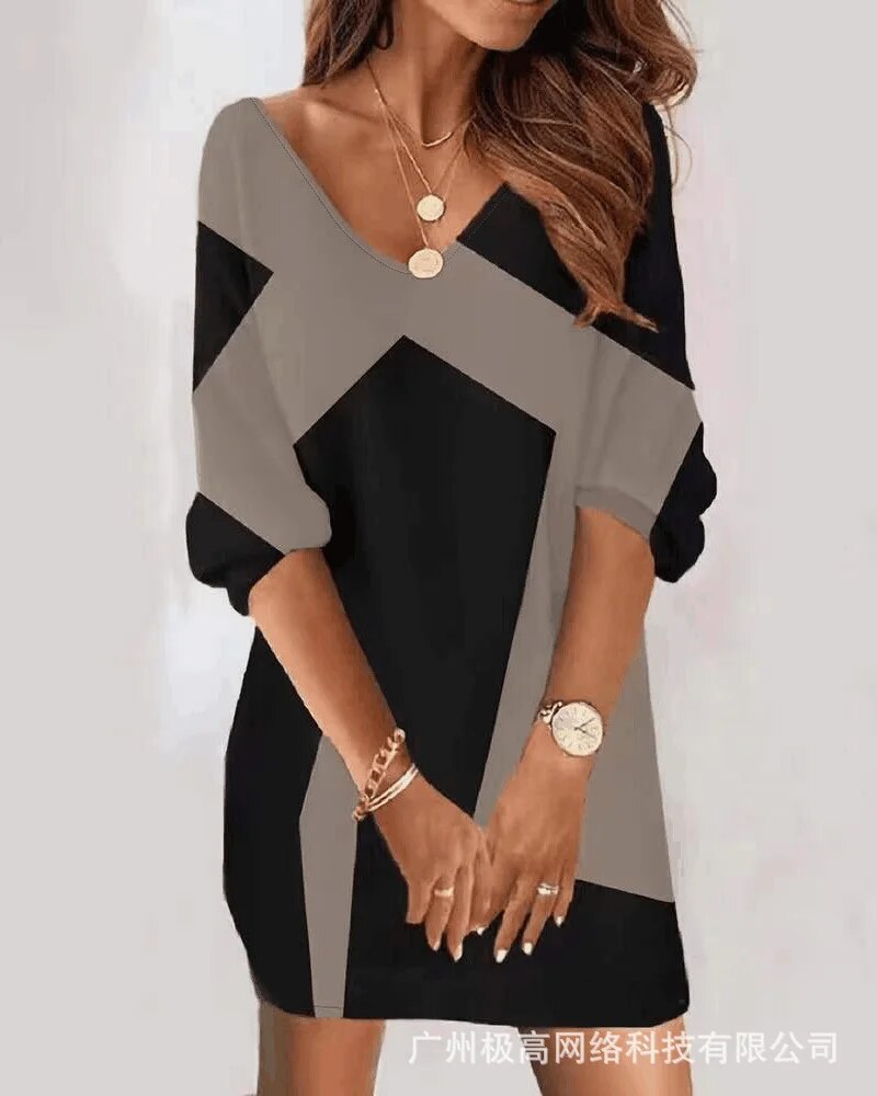 Metal Decor Cold Shoulder Casual Dress Women Sexy Half Sleeve High