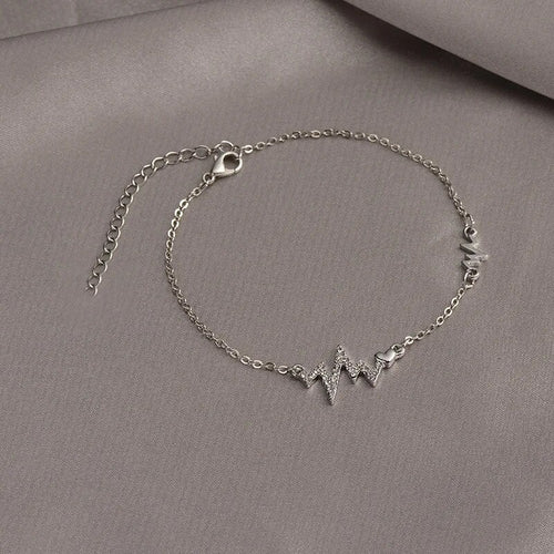 Simple Crystal Lattice Five-pointed Star Heart-shaped Bracelet for