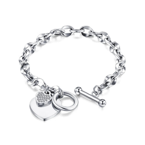 Simple Crystal Lattice Five-pointed Star Heart-shaped Bracelet for