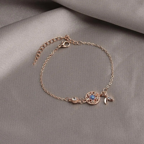 Simple Crystal Lattice Five-pointed Star Heart-shaped Bracelet for