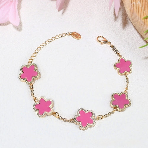 2023 New Luxury Gold Plated Five Flower Charm Bracelet for Women Gift