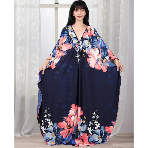 Cover up 2023 Boho Dress V neck Long Kaftan Dress for Women Beach