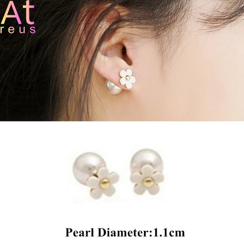 2022 New Arrival Luxury Korean Fashion Round Pearl Earrings Letter