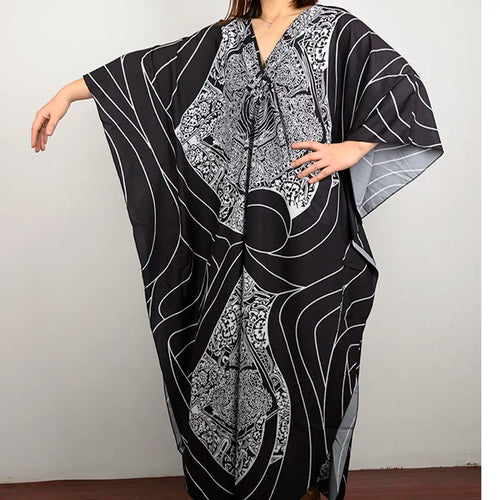 Cover up 2023 Boho Dress V neck Long Kaftan Dress for Women Beach