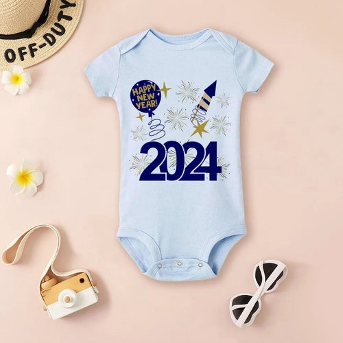 Baby Bodysuit Hello 2024 Inant Romper New Year Baby Gift Toddler Short