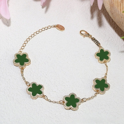 2023 New Luxury Gold Plated Five Flower Charm Bracelet for Women Gift