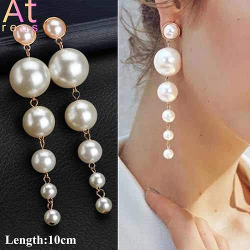 2022 New Arrival Luxury Korean Fashion Round Pearl Earrings Letter