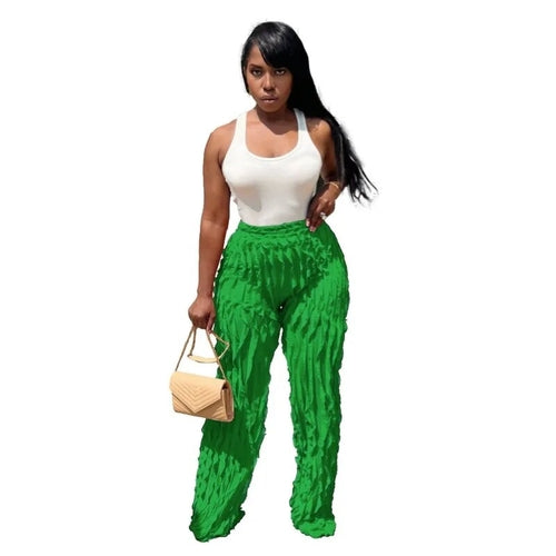 Joskaa Sexy Ruffles Patchwork Trousers Women Hipster High Waisted