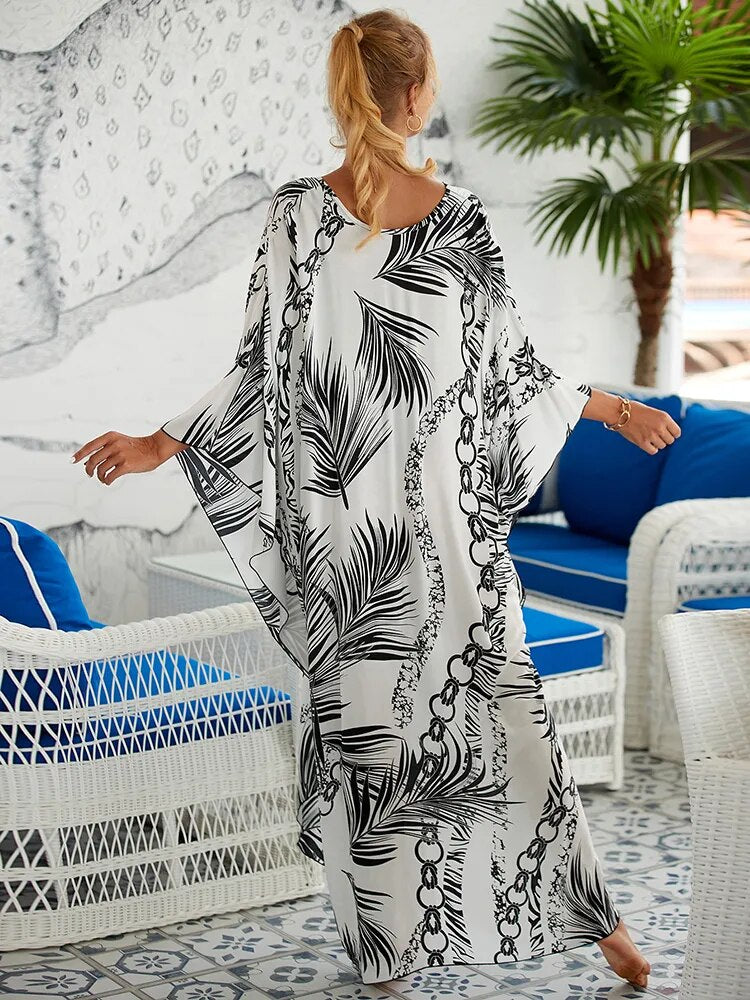 Cover up 2023 Boho Dress V neck Long Kaftan Dress for Women Beach