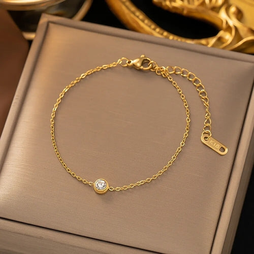 Simple Crystal Lattice Five-pointed Star Heart-shaped Bracelet for