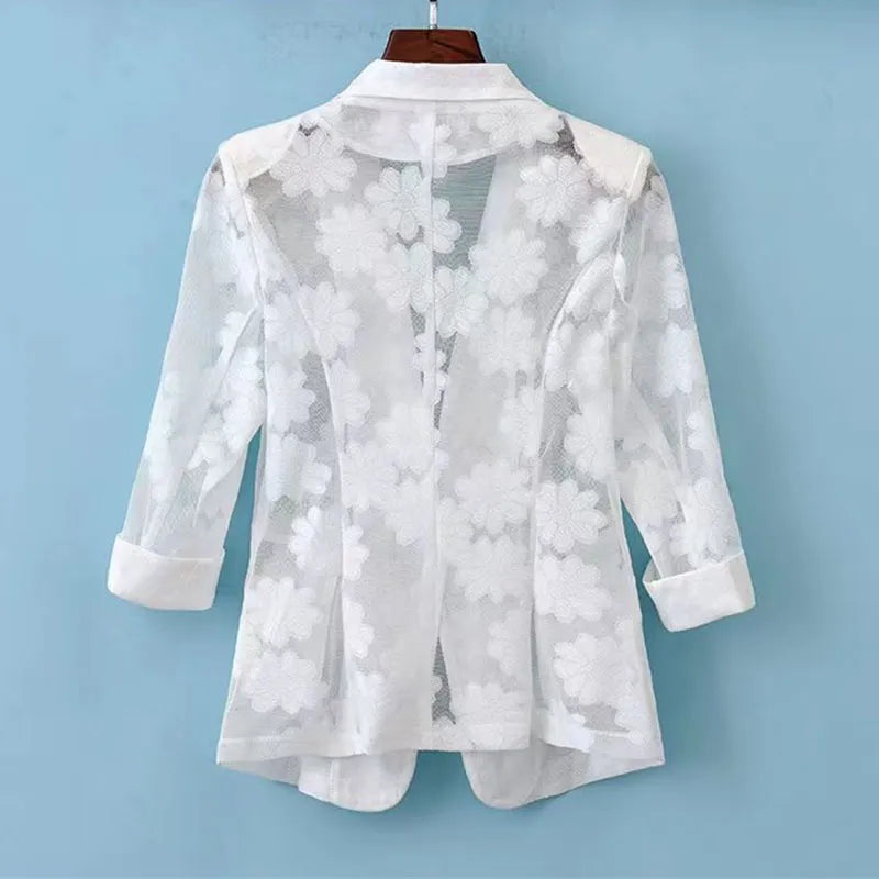 Women Blazer Jacket Spring Summer New Thin Cardigan Sun Protection