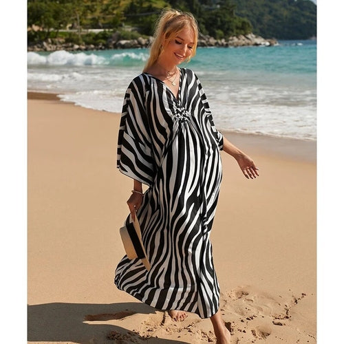 Cover up 2023 Boho Dress V neck Long Kaftan Dress for Women Beach