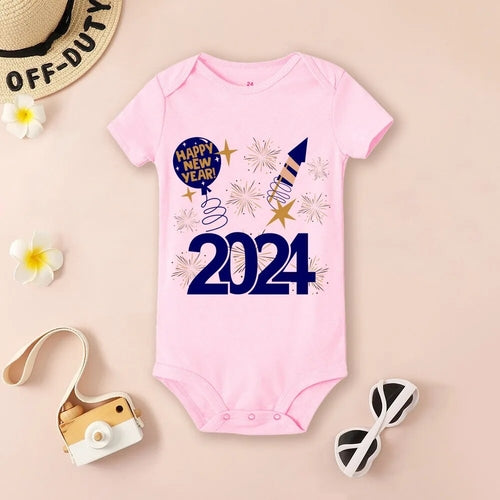 Baby Bodysuit Hello 2024 Inant Romper New Year Baby Gift Toddler Short