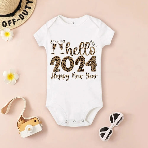 Baby Bodysuit Hello 2024 Inant Romper New Year Baby Gift Toddler Short