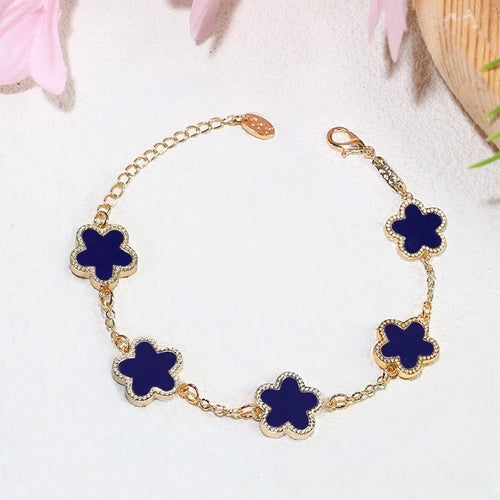 2023 New Luxury Gold Plated Five Flower Charm Bracelet for Women Gift