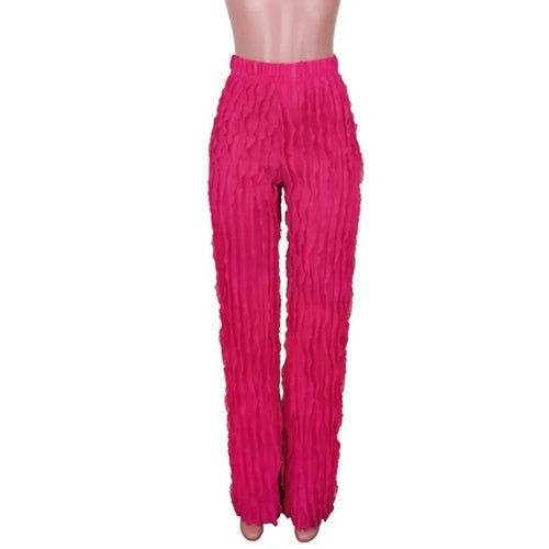 Joskaa Sexy Ruffles Patchwork Trousers Women Hipster High Waisted