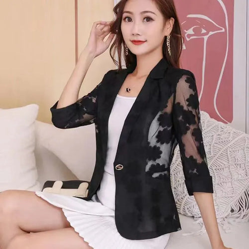 Women Blazer Jacket Spring Summer New Thin Cardigan Sun Protection