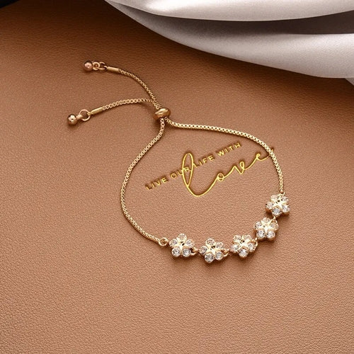 Simple Crystal Lattice Five-pointed Star Heart-shaped Bracelet for