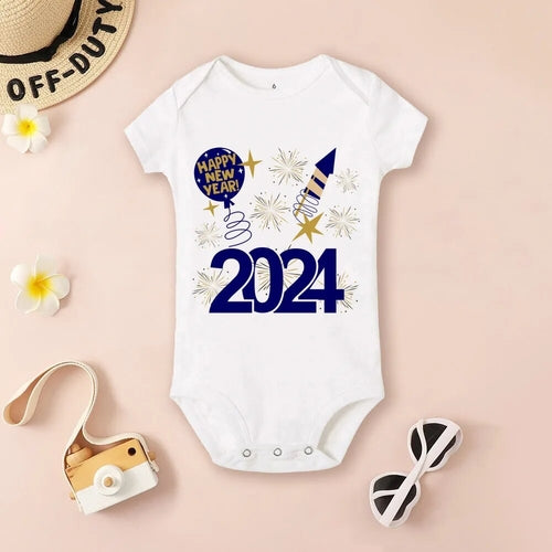 Baby Bodysuit Hello 2024 Inant Romper New Year Baby Gift Toddler Short