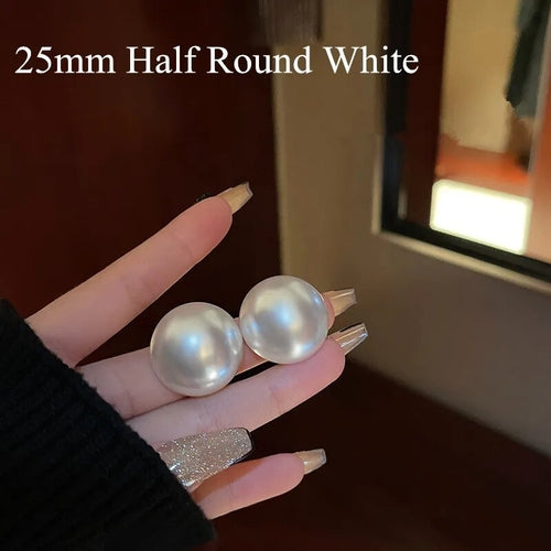 2022 New Arrival Luxury Korean Fashion Round Pearl Earrings Letter