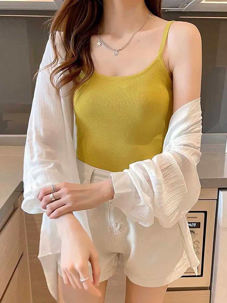 Korean Style Shirt Women Summer  Sunscreen Blouse Ladies Ice Silk