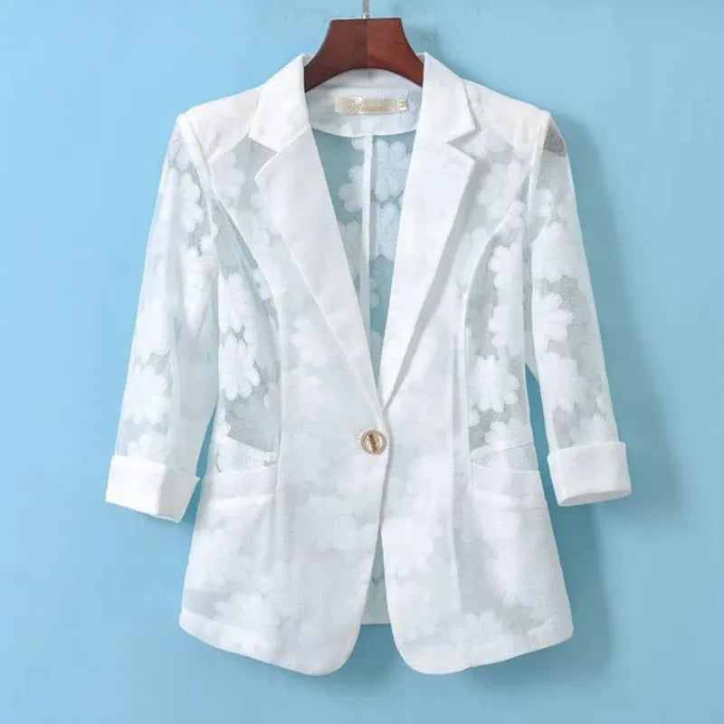 Women Blazer Jacket Spring Summer New Thin Cardigan Sun Protection