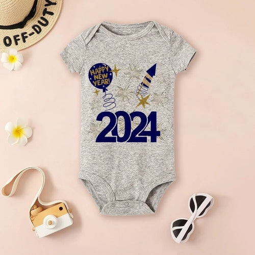 Baby Bodysuit Hello 2024 Inant Romper New Year Baby Gift Toddler Short