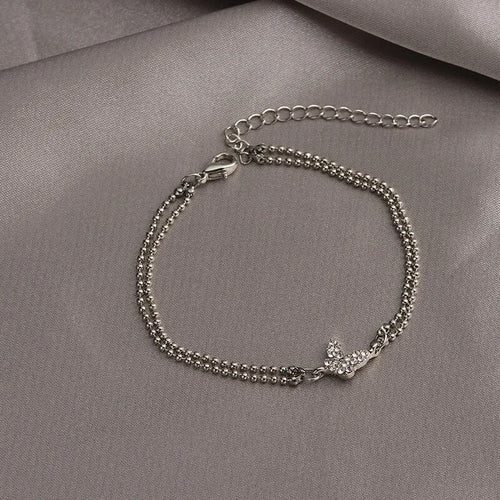 Simple Crystal Lattice Five-pointed Star Heart-shaped Bracelet for